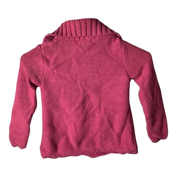 Girls Pink Knit Cardigan Sweater Size M 5-6 Diamond Pattern Button Front - Picture 2 of 13